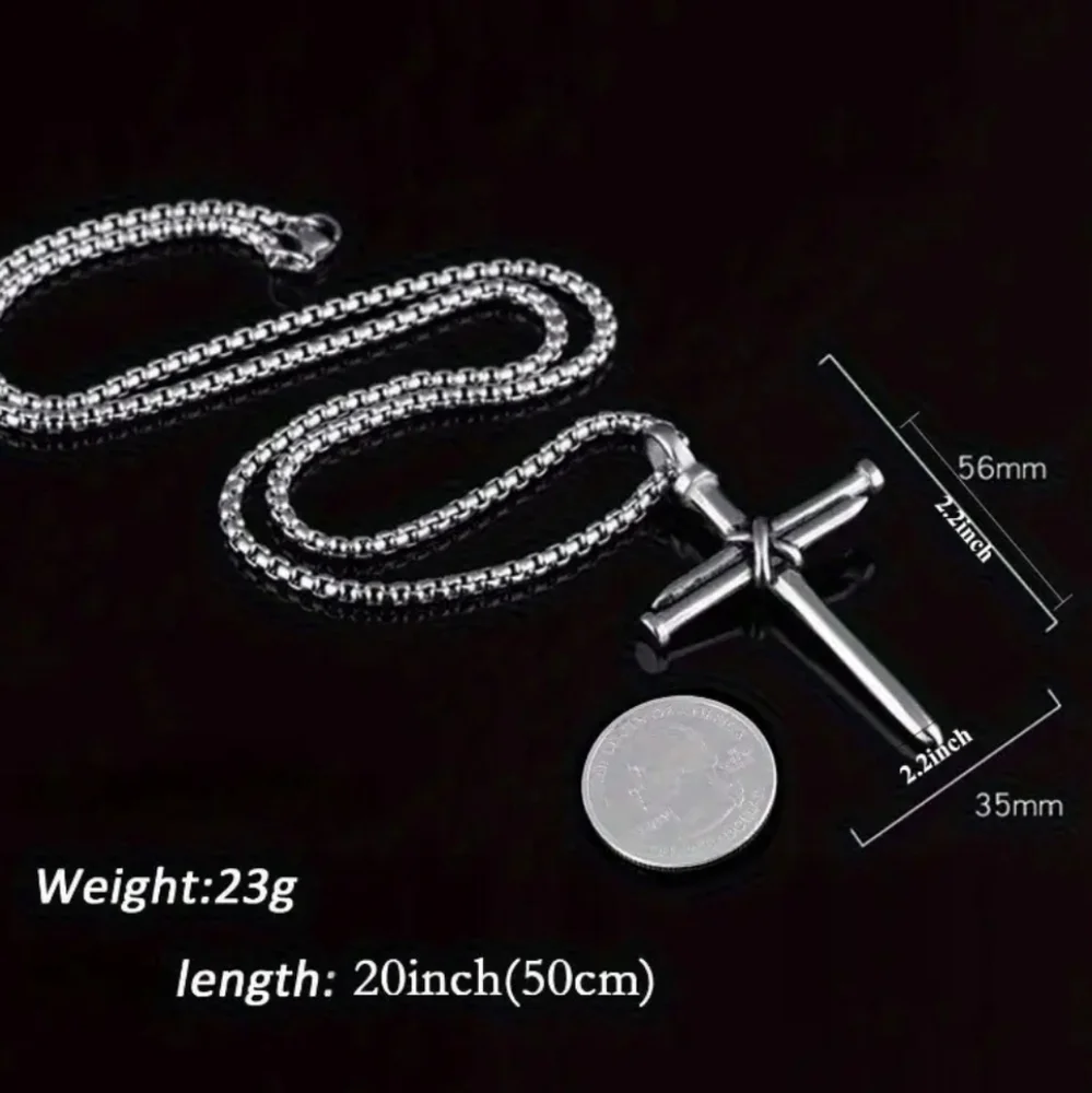 🆕️LAST 1☦️HANDCRAFTED STAINLESS STEEL CROSS NAIL UNISEX NECKLESS/GIFT BOXED